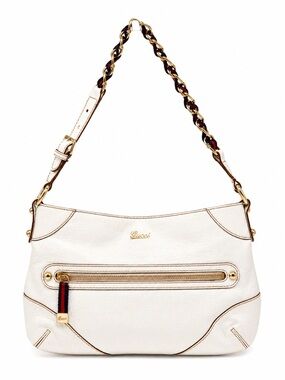 Gucci Cream Leather Shoulder Bag with Gold Hardware
